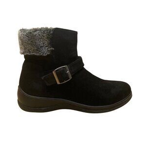 Patrizia By Spring Step Women’s Black Faux Suede Fur-Lined Ankle Boots Size 8